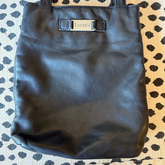 VTG Ralph Lauren Black Leather Shopper Small Tote Bag - Picture 3 of 14